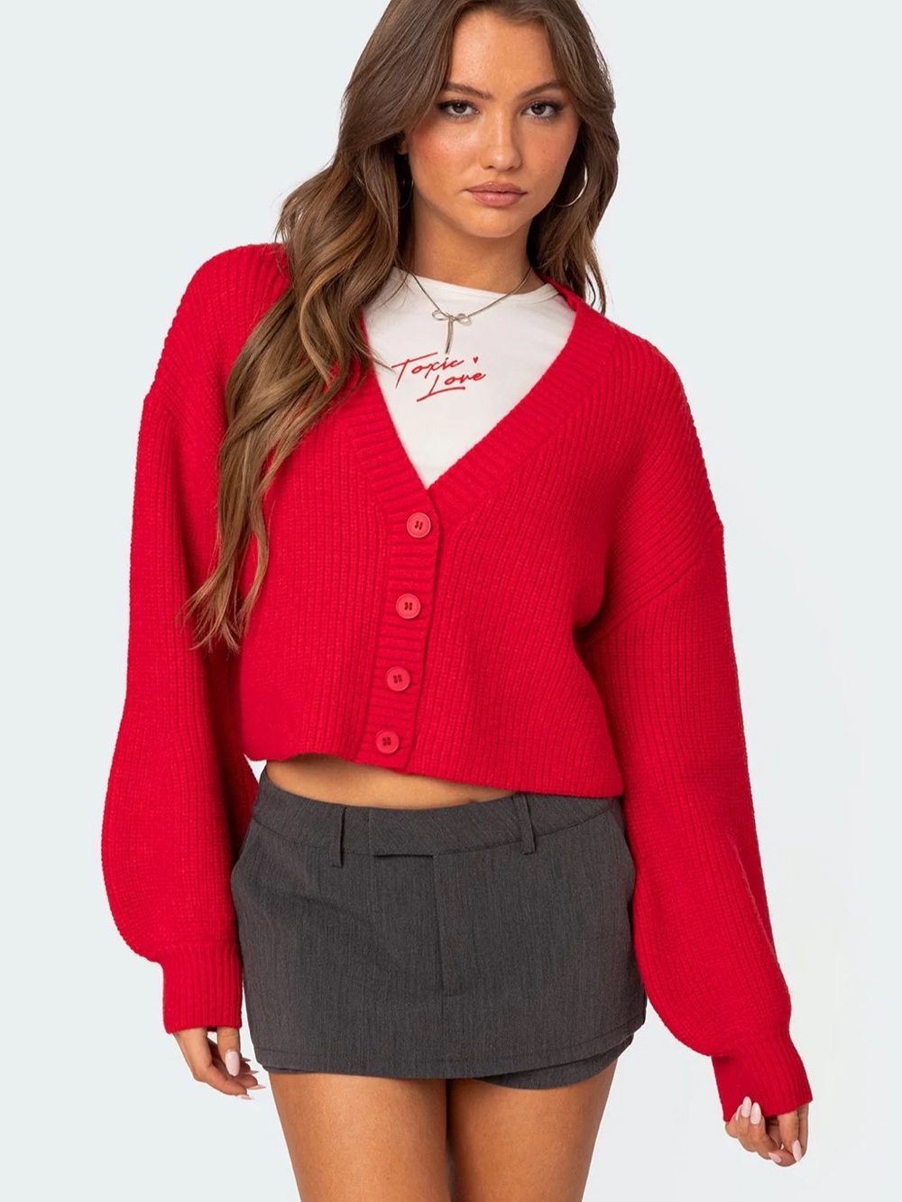 Edikted Sabrina Chunky Knit Cropped Cardigan